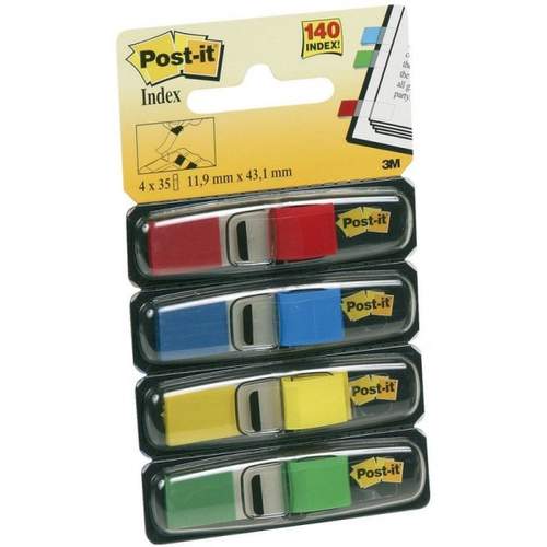 Markierungsstreifen POST-IT, rot, blau, gelb, grün,11,9 x 43,2 mm, 4 x 35 Stück