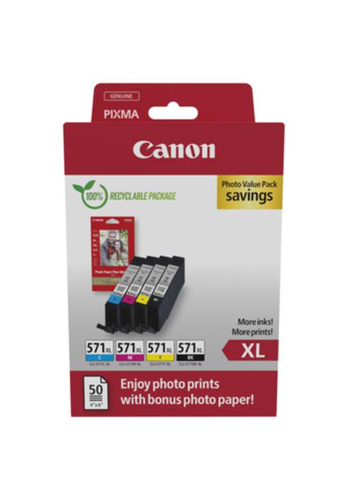 Original Canon 0332C006 / CLI-571XL Tinte schwarz, cyan, magenta, gelb - 4 Stück