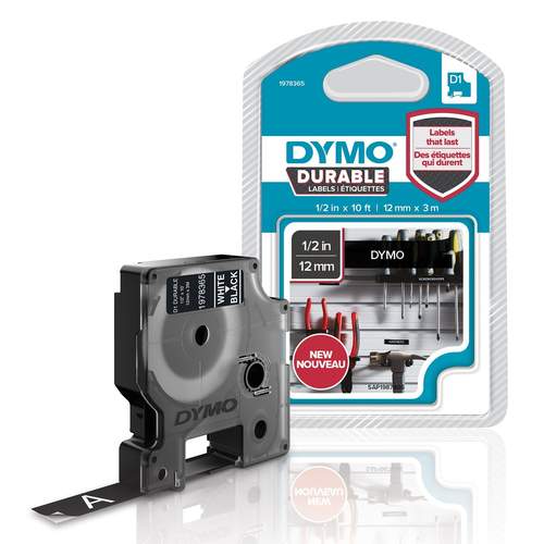 DYMO 1978365 Weiss auf Schwarz D1 Etiketten erstellendes Band