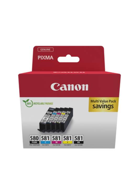 Original Canon 2078C007 / PGI-580CLI-581 Tinte schwarz, blau, cyan, magenta, gelb - 5 Stück