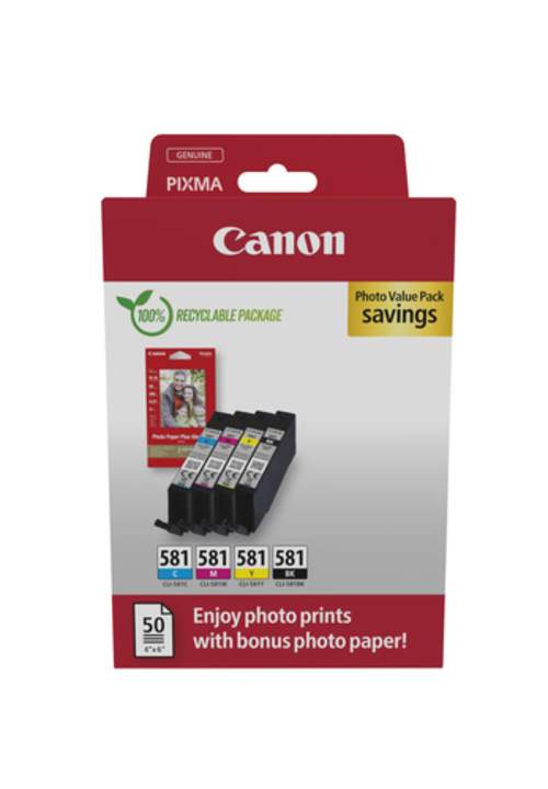 Original Canon 2106C006 / CLI-581 Tinte schwarz, cyan, magenta, gelb - 4 Stück