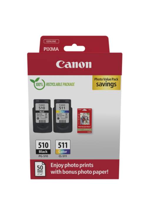 Original Canon 2970B017 / PG-510+CL-511 Tinte schwarz, cyan, magenta, gelb - 2 Stück