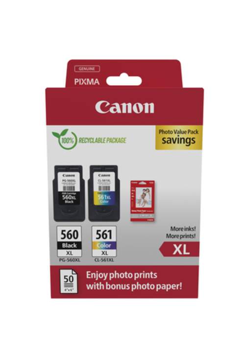 Original Canon 3712C008 / PG-560XL+CL-561XL Tinte schwarz, cyan, magenta, gelb - 2 Stück