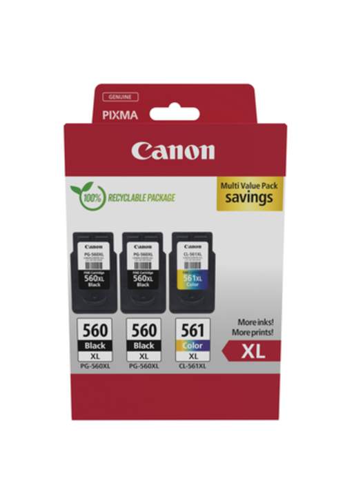 Original Canon 3712C009 / PG-560XL+CL-561XL Tinte schwarz, cyan, magenta, gelb - 3 Stück