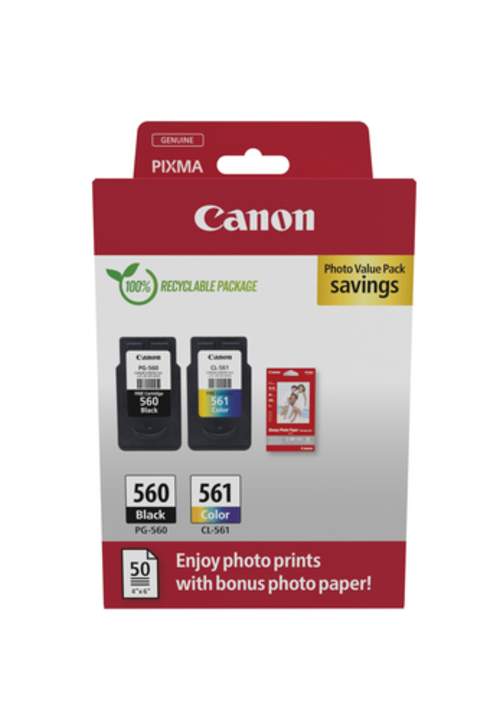 Original Canon 3713C008 / PG-560+CL-561 Tinte schwarz, cyan, magenta, gelb - 2 Stück