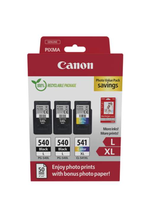 Original Canon 5224B015 / PG-540L+CL-541XL Tinte schwarz, cyan, magenta, gelb - 3 Stück
