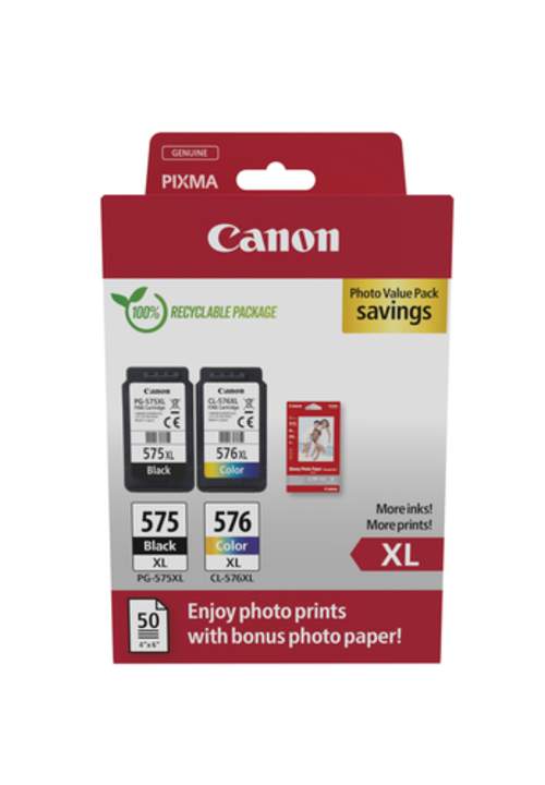 Original Canon 5437C006 / PG-575XL+CL-576XL Tinte schwarz, cyan, magenta, gelb - 2 Stück