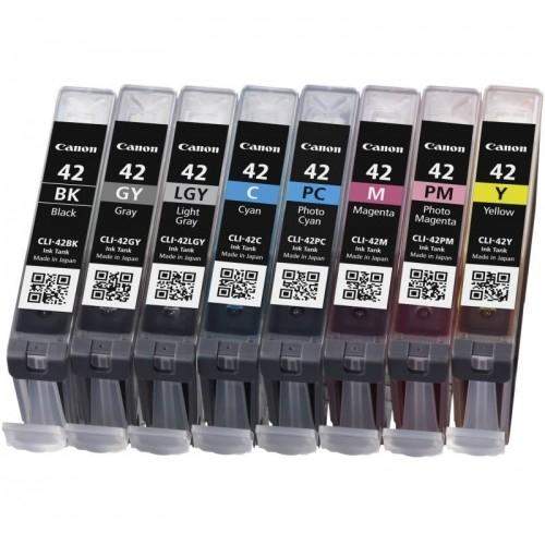 Original Canon 6384B010 / CLI-42 Tinte schwarz, cyan, grau, grau hell, magenta, cyan foto, magenta foto, gelb