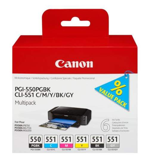 Original Canon 6496B005 / 550551 Tinte schwarz, cyan, magenta, schwarz pigment, gelb