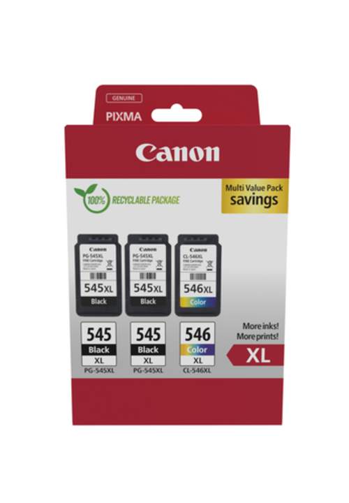 Original Canon 8286B013 / PG-545+CL-546XL Tinte schwarz, cyan, magenta, gelb - 3 Stück