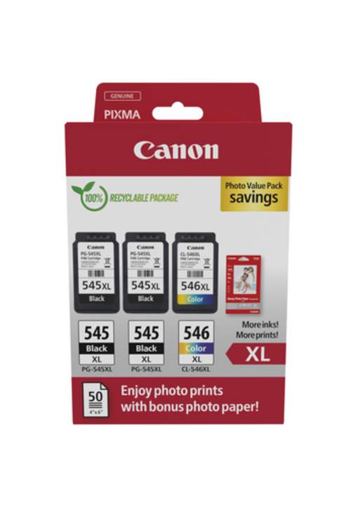 Original Canon 8286B015 / PG-545+CL-546XL Tinte schwarz, cyan, magenta, gelb - 2 Stück