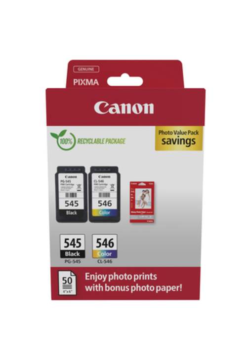 Original Canon 8287B008 / PG-545+CL-546 Tinte schwarz, cyan, magenta, gelb - 2 Stück