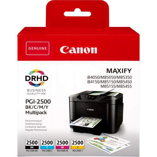 Original Canon 9254B001,9265B001,9266B001,9267B001 / PGI-2500BKCMY Tinte schwarz, cyan, magenta, gelb - 4 Stück