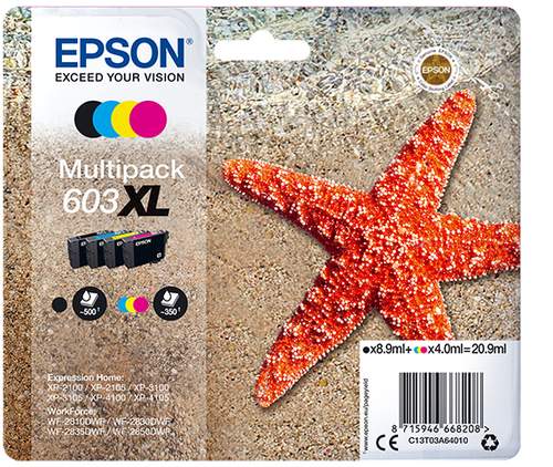 Original Epson C13T03A64010 / 603XL schwarz, cyan, magenta, gelb - 4 Stück