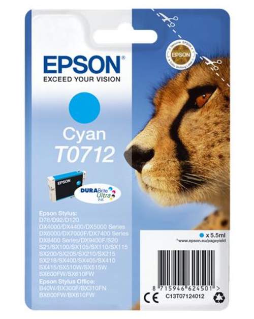 Original Epson C13T07124012 / T0712 Tinte cyan