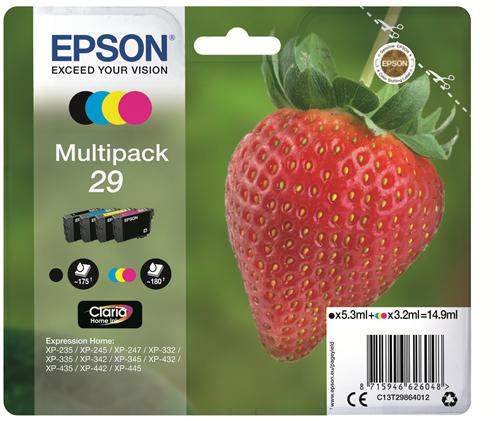 Original Epson C13T29864012 / 29 Tinte schwarz, cyan, magenta, gelb