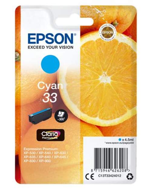 Original Epson C13T33424012 / 33 Tinte cyan