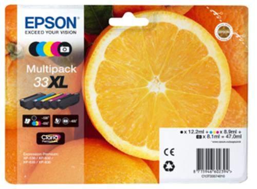 Original Epson C13T33574010 / 33XL Tinte schwarz, cyan, magenta, gelb