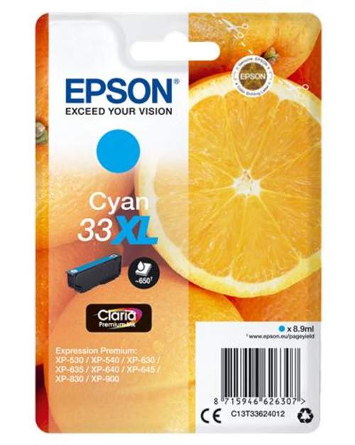 Original Epson C13T33624012 / 33XL Tinte cyan