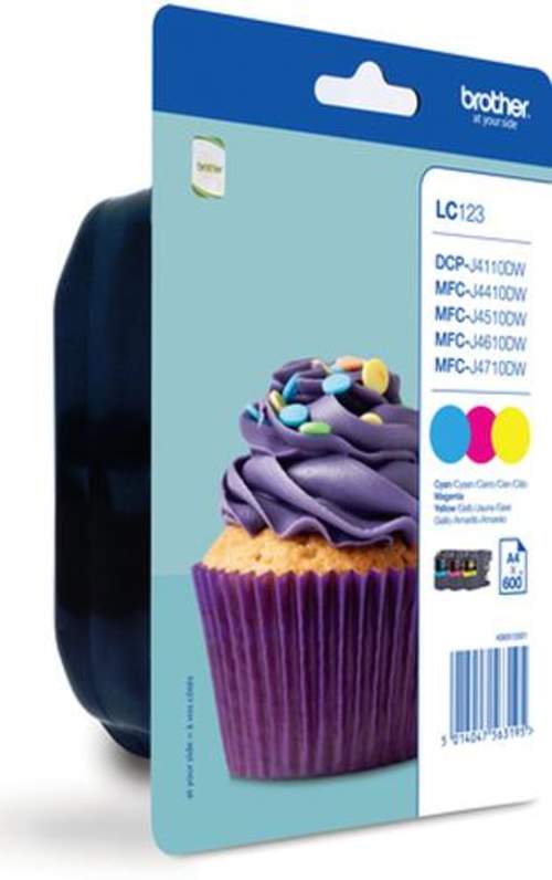 Original Brother LC-123RBWBP Tinte cyan, magenta, gelb