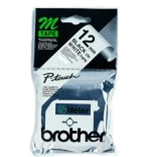 Brother Labelling Tape - 12mm, Black/White, Blister
