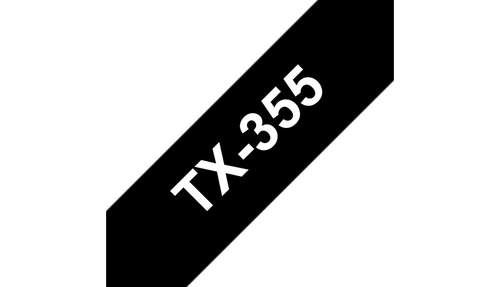 Brother TX-355 Weiss auf Schwarz Label Etikette