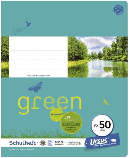 Heft Quart 40 Blatt glatt URSUS green FX50 ohne Rahmen