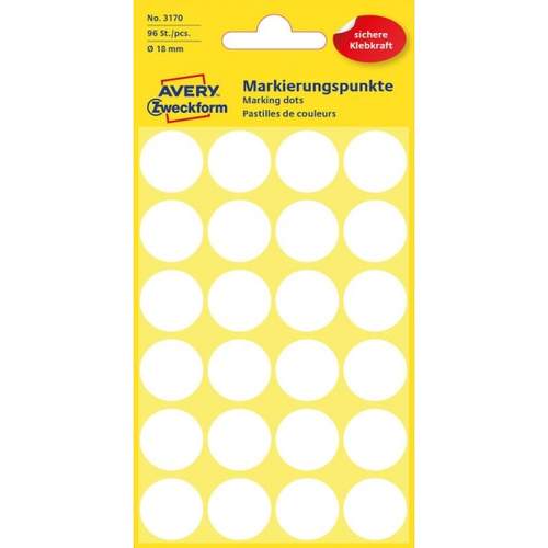 Haftetiketten D18mm weiß AVERY ZWECKFORM 3170 f.Handb