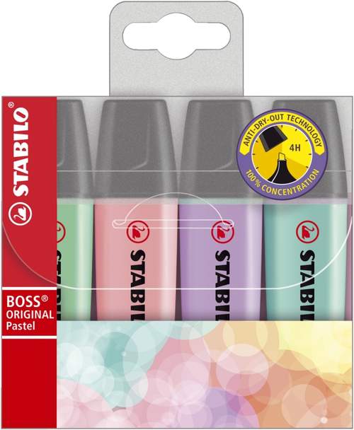 Textmarker 4ST pastel STABILO 70/4-2 BOSS