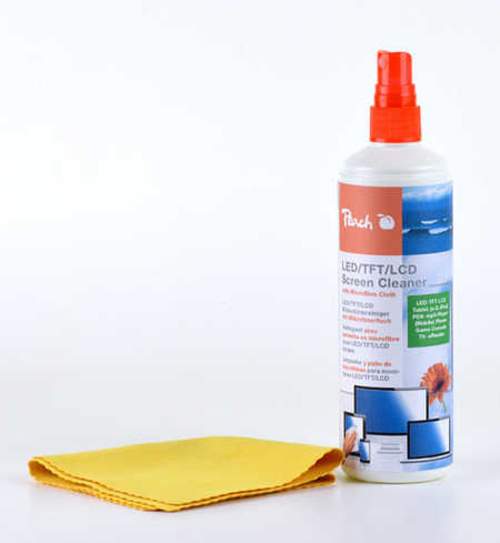 PEACH Bildschirm Reinigungsspray + Mikrofasertuch PA104, 250 ml