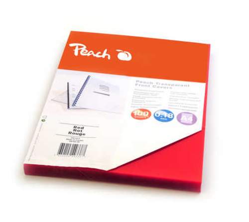 PEACH Klarsicht Einbanddeckel durchsichtig, rot, 0.18mm,  A4, 100 Blatt